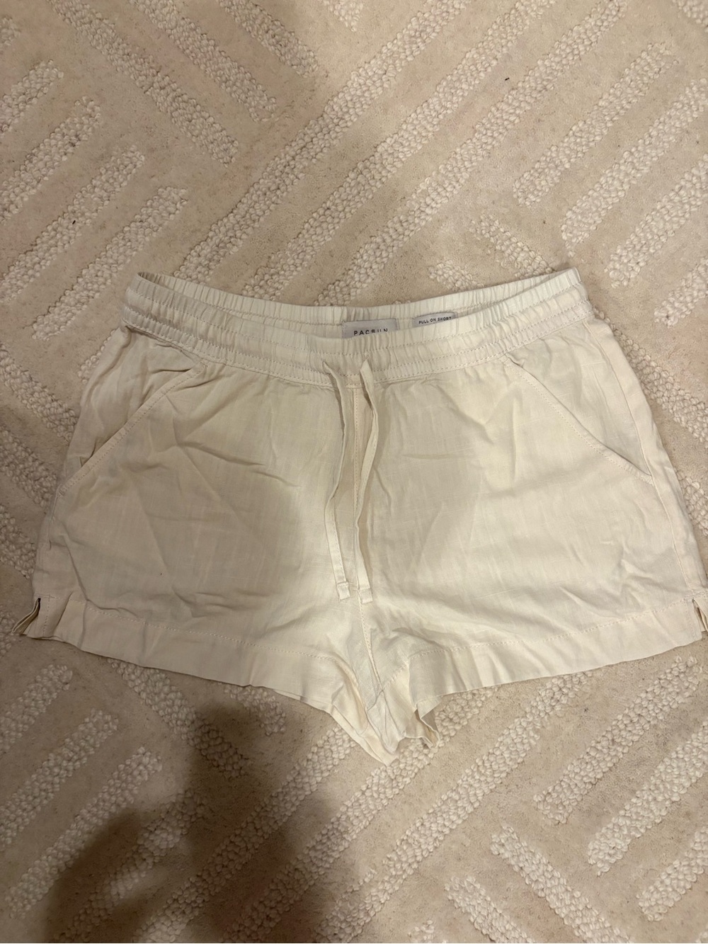 PacSun Cream Drawstring Linen Shorts